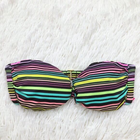 Victoria's Secret Other - Victoria’s Secret Swim Multicolored Striped Strapless Top Size Small